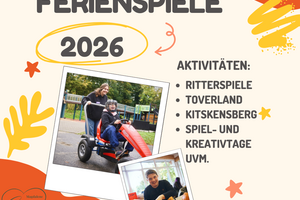 Titelbild des aktuellen Heftes mit verschiedenen Aktionen; Kinder, die Kettcar fahren und ein Teilnehmer, der Kürbis schneidet